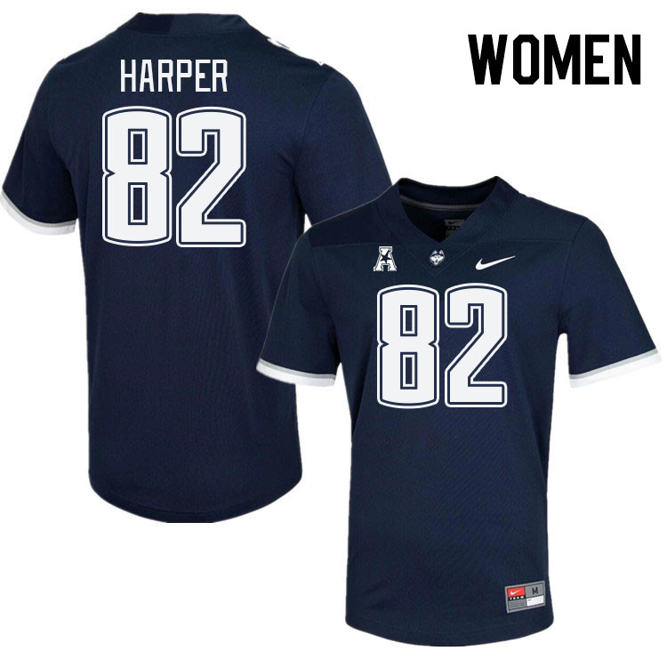Women #82 Jackson Harper Connecticut Huskies College Football Jerseys Stitched Sale-Navy